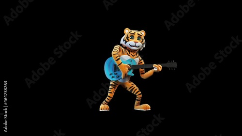 Tiger playing guitar