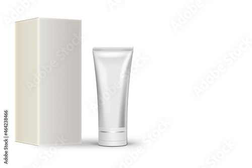 Fotografía Empty blank box and tube Mock up isolated on background