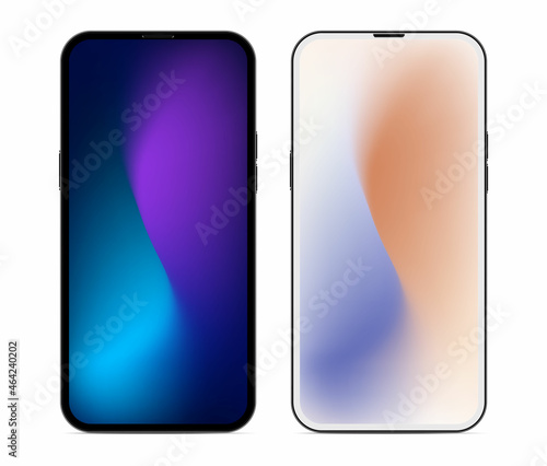 Smartphone black and white version with modern frameless design - realistic highest quality vector format
