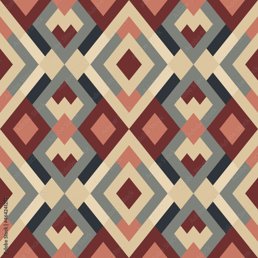 Mosaic seamless texture. Abstract pattern. Vector geometric background of triangles red, gray and beige colors Mosaic seamless texture. Abstract pattern. Vector geometric background of triangles red, gray and beige colors