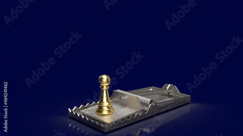 gold chess on trap for business concept 3d rendering