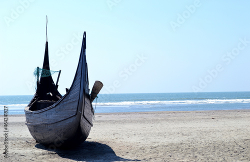 Canvastavla Boat on the beach at coxs bazar Bangladesh