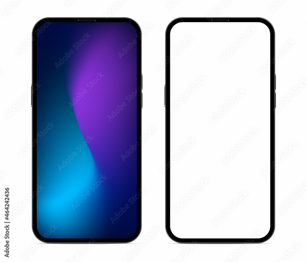Smartphone blank screen with modern frameless design - realistic highest quality vector format Smartphone blank screen with modern frameless design - realistic highest quality vector format