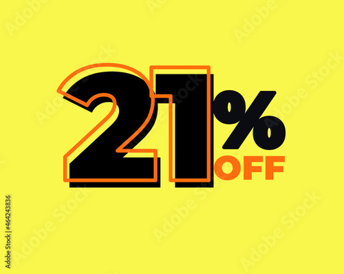 21% off tag twenty one percent discount black friday sale black letter yellow background