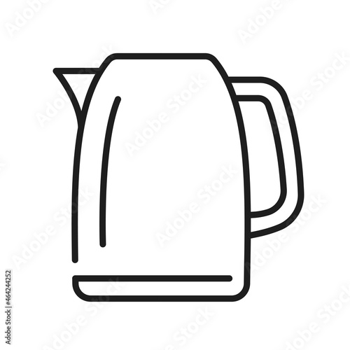 Electric kettle line icon monochrome vector illustration household appliance for warming hot water