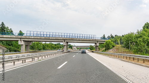 Highway bridge and cars on the road, Croatia.