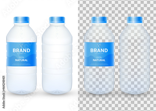Mineral drinking water bottle package mockup design vector illustration