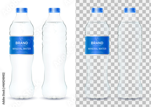 Mineral drinking water bottle package mockup design vector illustration