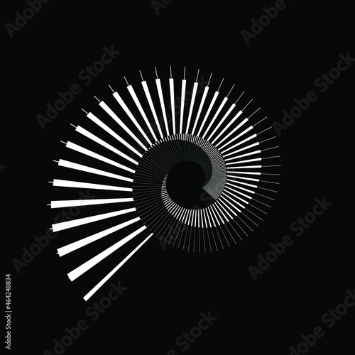 Radial speed Lines in Spiral Form for comic books . fireworks Explosion background . Vector Illustration . Starburst
 round Logo . Circular Design element . Abstract Geometric star rays . Sunburst .