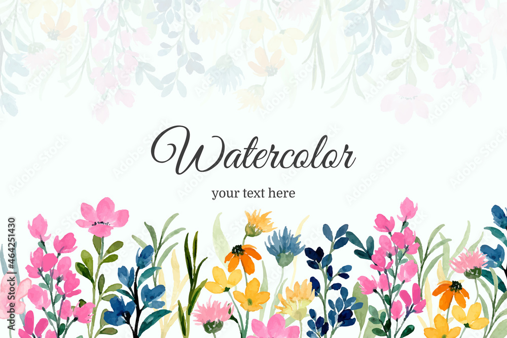 Colorful wildflower background with watercolor - obrazy, fototapety, plakaty 