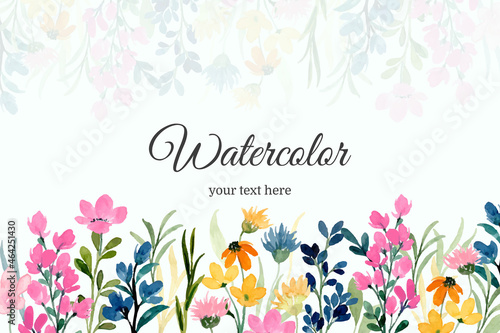 Colorful wildflower background with watercolor