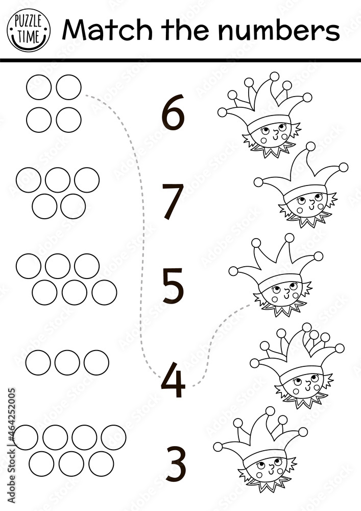 Match the numbers game with crown, gem stones. Black and white fairytale  math activity for preschool children. Magic kingdom educational printable  cou Stock Vector Image & Art - Alamy
