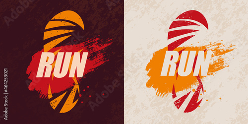 run print vector symbol in grunge style