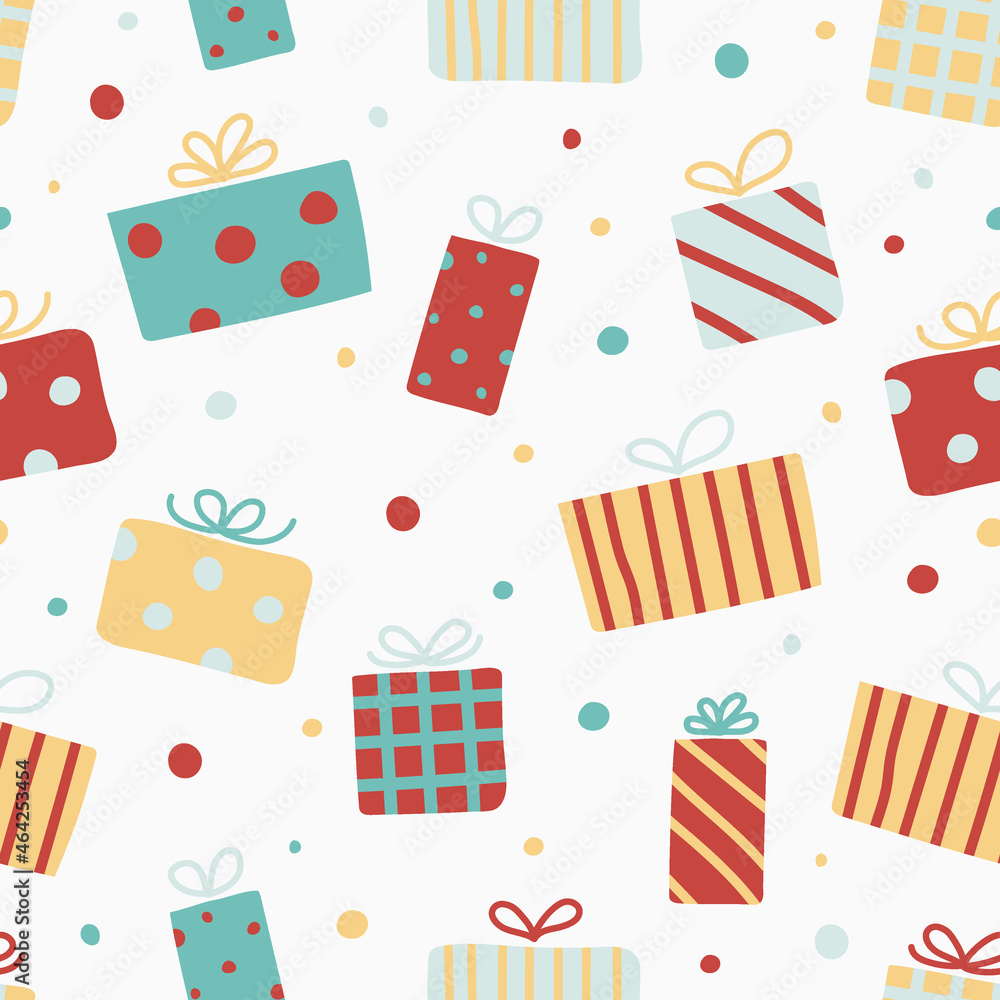 Seamless pattern with Christmas gift boxes. Vector Seamless pattern with Christmas gift boxes. Vector