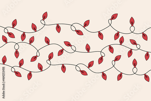 Christmas banner with hand drawn lights. Vector