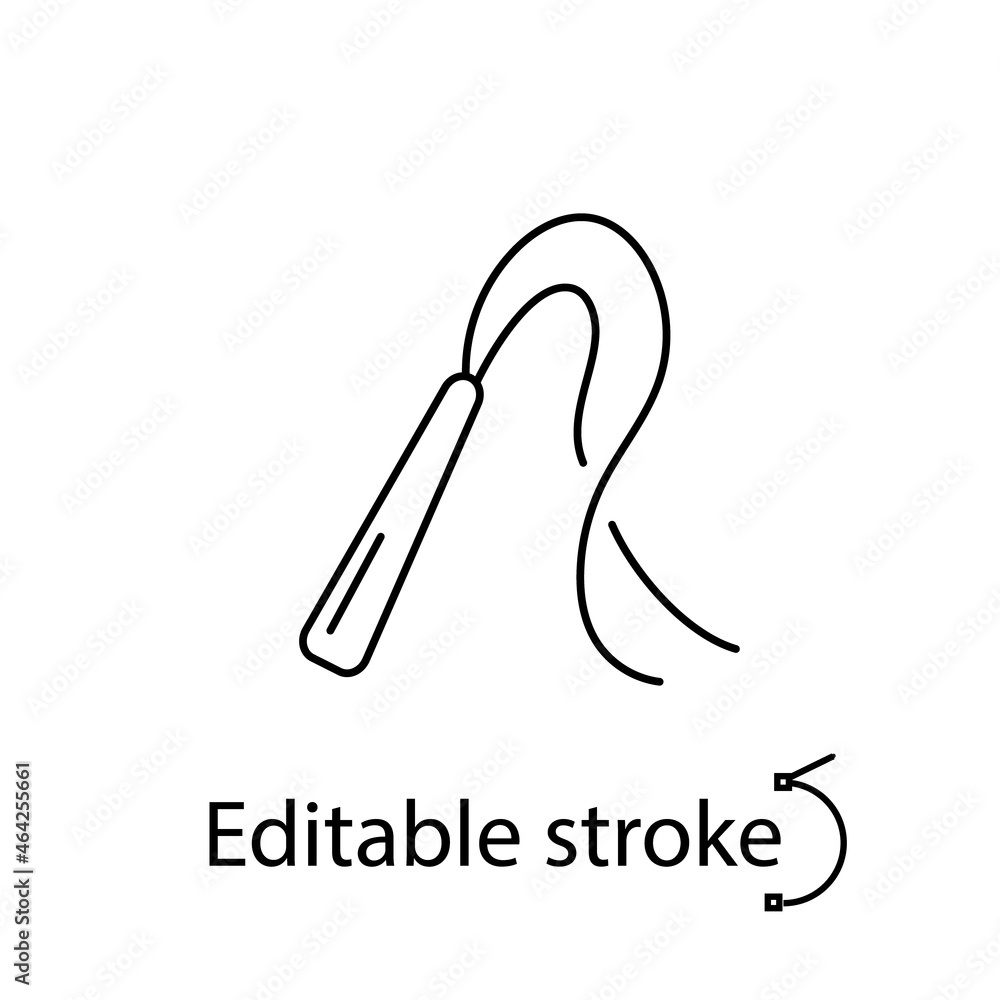 Whip outline icon. Adult toy in sex shop. Customizable linear contour symbol. Isolated vector stock illustration Whip outline icon. Adult toy in sex shop. Customizable linear contour symbol. Isolated vector stock illustration