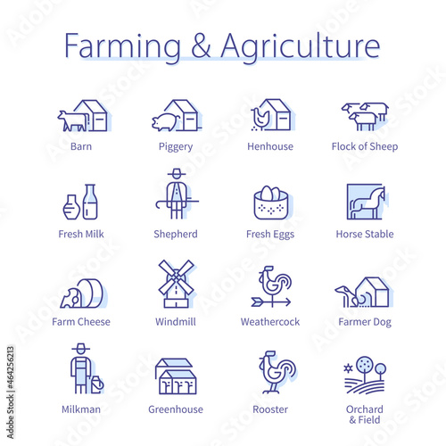 Farming, agriculture concept. Pig, cow barn, sheep