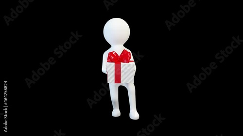 3d man dancing with a gift around him