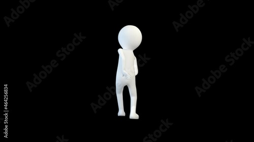 White 3d man dancing long hip hop dance