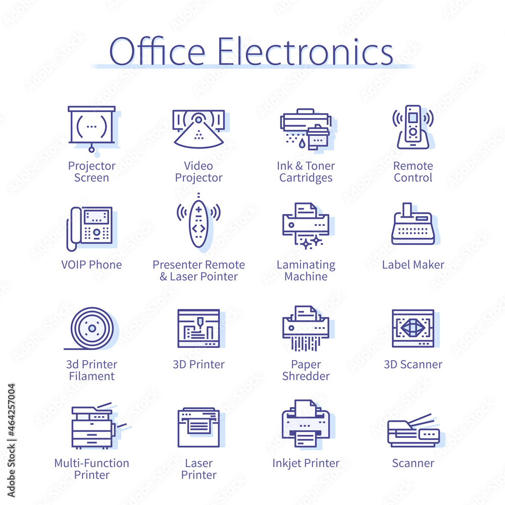 Office electronics pack. Laser printer, 3d scanner Office electronics pack. Laser printer, 3d scanner