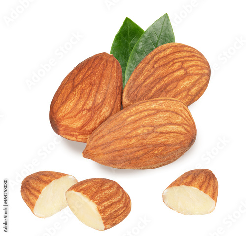 almonds nuts isolated on white