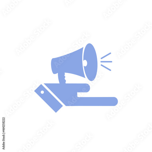 Marketing Megaphone loudspeaker bullhorn vector icon on hand.