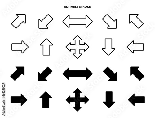 Set arrow icon. Collection different arrows sign of the right, left, up, down direction. Black vector abstract elements isolated on white background