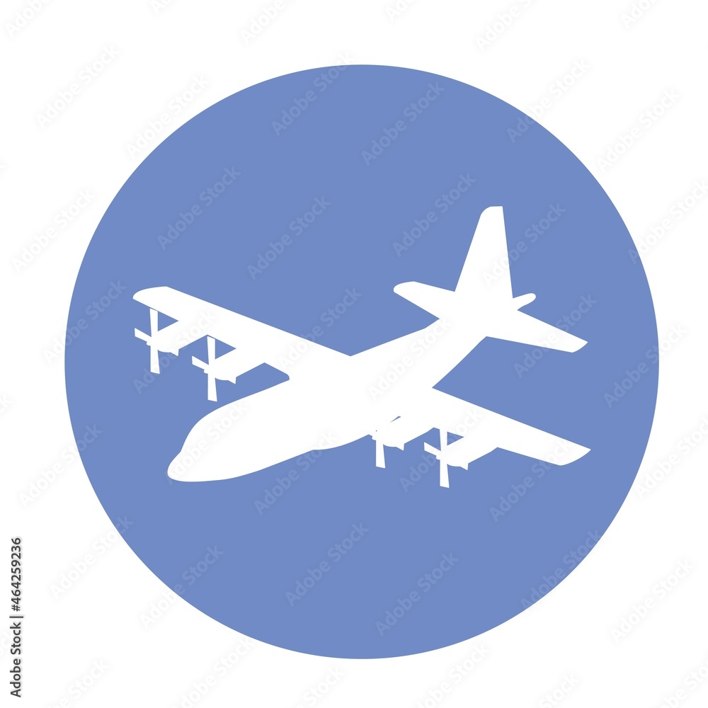military airplane AC-130 with propeller flat illustration vector design