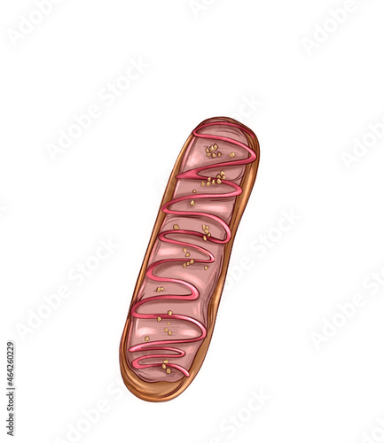 illustration of delicious eclair with cream photo