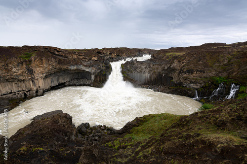 Aldeyjarfoss. Iceland  one of the main features is the contrast between the black basalt columns and the white water