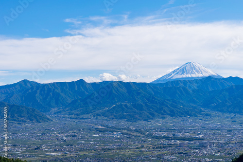 甲府盆地と富士山