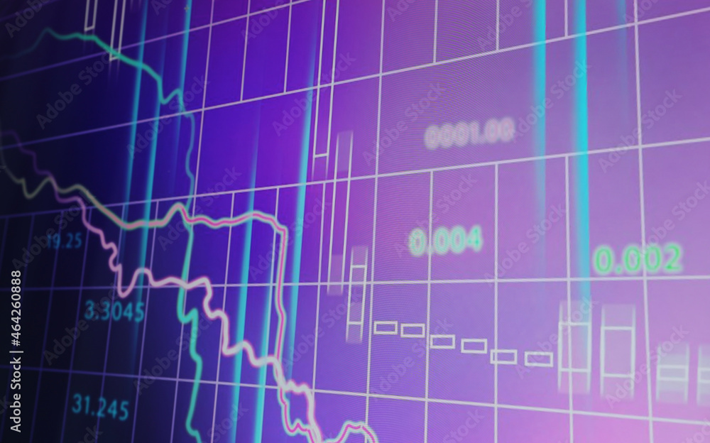 Online stock exchange application with information on screen, closeup Online stock exchange application with information on screen, closeup