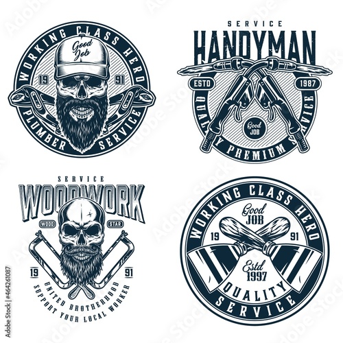 Working class monochrome vintage labels
