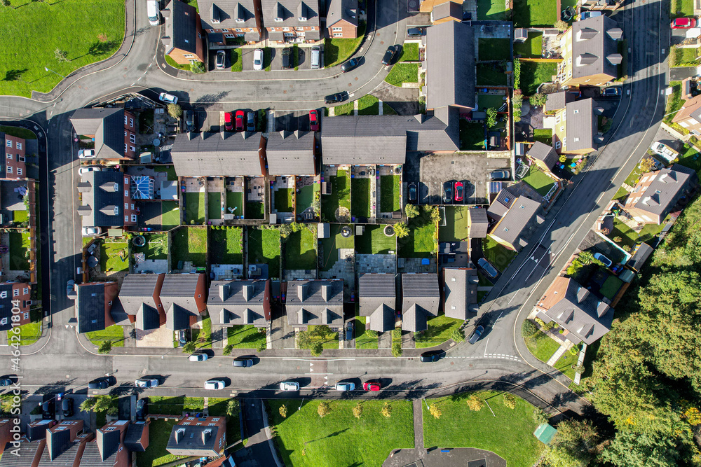custom made wallpaper toronto digitalAerial view of housing estate in England. Looking straight down satellite image style.British neighbourhood.