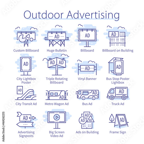 Outdoor ad pack. Billboard, banner, signboard set