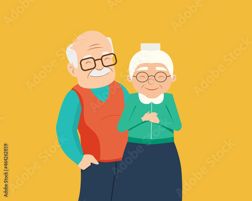 Happy grandmother and grandfather together.