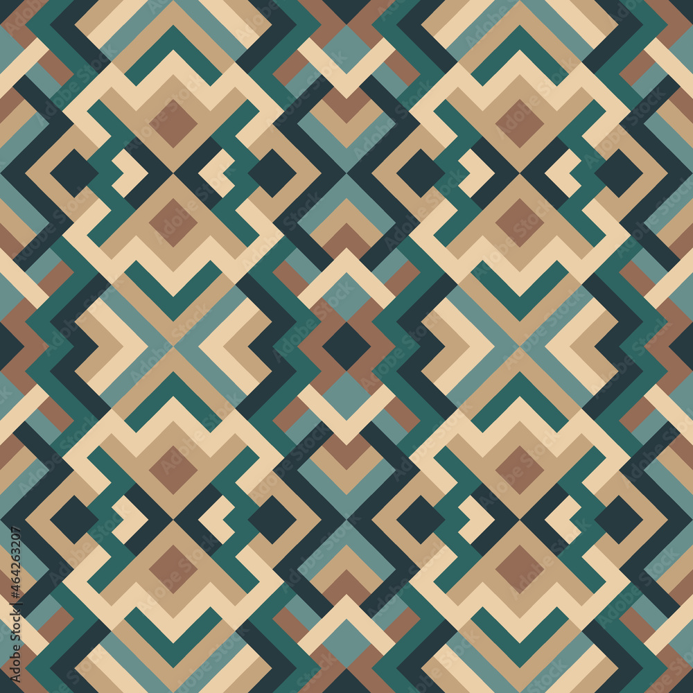 Mosaic seamless texture. Abstract pattern. Vector geometric background of triangles in green and brown colors Mosaic seamless texture. Abstract pattern. Vector geometric background of triangles in green and brown colors