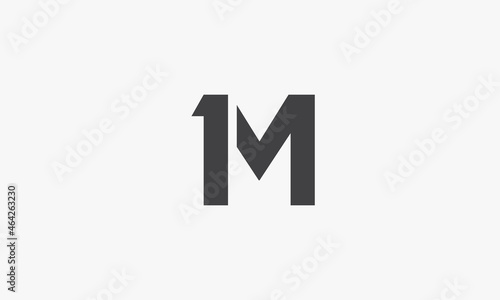 1M letter logo isolated on white background.