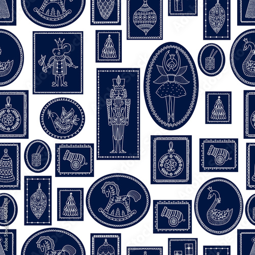 Christmas vector seamless Nutcracker pattern.  Seamless pattern can be used for wallpaper, pattern fills, web page background, surface textures.