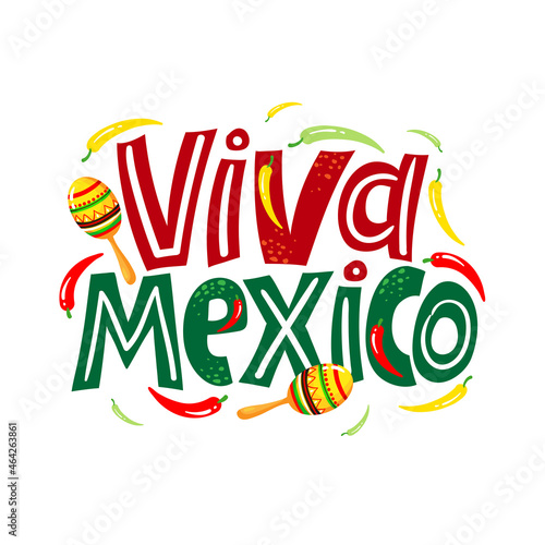 viva mexico lettering on white, vector illustration EPS10