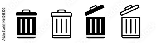 Trash bin icon. trash can open icon, Vector illustration.