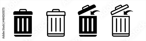 Trash bin icon. trash can open icon, Vector illustration.