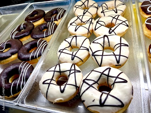close-up photo Sweets made from flour and sugar. It is commonly consumed by the general public. It smells delicious and colorful.