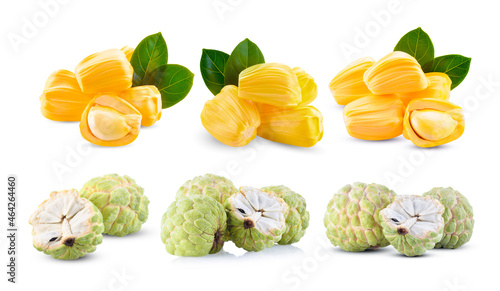Foto Jackfruit and Custard Apple isolated on a white background