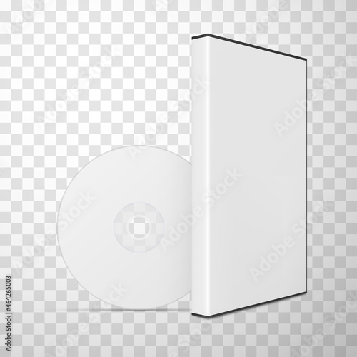 CD DVD disk box case realistic vector illustration. 3d blank pack video audio information storage