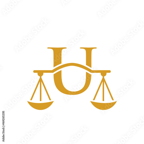 Law Firm Logo Design On Letter U. Lawyer And Justice, Law Attorney, Legal, Lawyer Service, Law Office, Scale, Logo Template