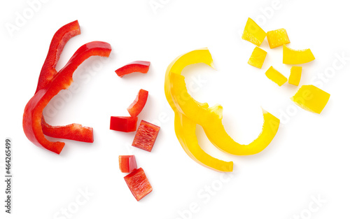 Sweet Bell Pepper Pieces Isolated On White