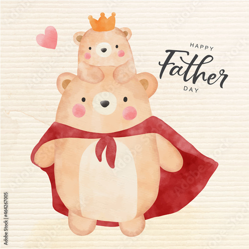 Happy Father day with cute bear 