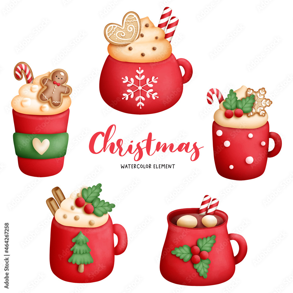 Digital painting watercolor Christmas coffee cup. Digital painting watercolor Christmas coffee cup.