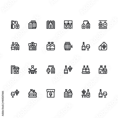 24 vector icons on the theme of winemaking